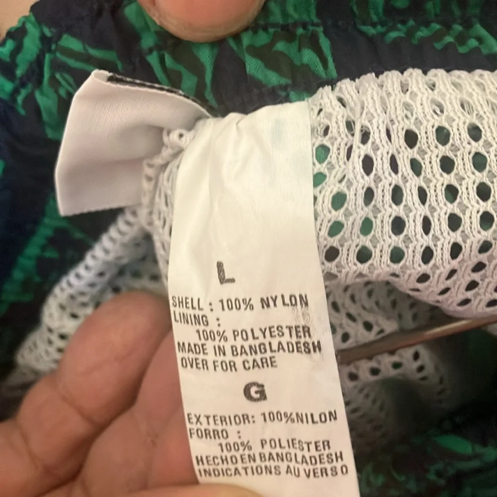 FINAL MARKDOWN Basic editions Green Geometric Patterned swim Shorts large
